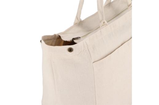Baumwoll-Tragetasche mit Reißverschluss OEKO-TEX® 39 x 24 x 34cm 320g/m² Ecru