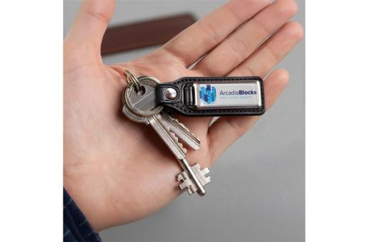 Keyring metal with Doming Black/silver