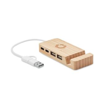 HUBSTAND Bamboo USB 4 ports hub Timber
