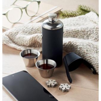 COCOON Hip flask with shot cups Black