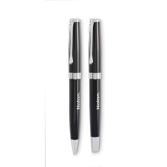 LYON SET Ball pen and roller set Black
