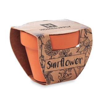 SUNFLOWER Terracotta-Topf Sonnenblume Holz