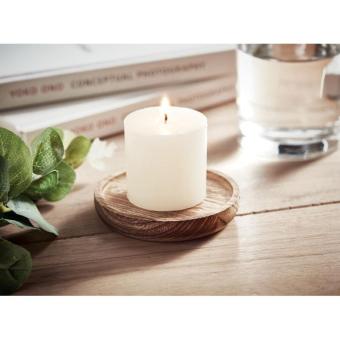 PENTAS Candle on round wooden base Timber