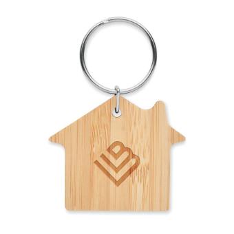 HOUSEBOO Schlüsselring Bambus, Haus Holz
