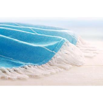 ROUND MALIBU Round beach towel cotton Aztec blue