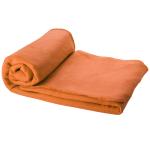 Huggy fleece plaid blanket with carry pouch Orange