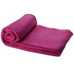 Huggy fleece plaid blanket with carry pouch Magenta