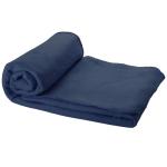 Huggy fleece plaid blanket with carry pouch Navy