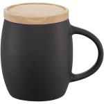 Hearth 400 ml ceramic mug with wooden coaster Black