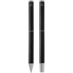 Lucetto recycled aluminium ballpoint and rollerball pen gift set (black ink) Black