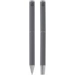 Lucetto Set mit Kugelschreiber und Tintenroller aus recyceltem Aluminium (schwarze Mine) Grau