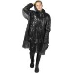 Mayan recycled plastic disposable rain poncho with storage pouch Black