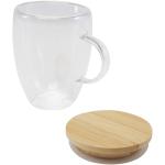 Leona 350 ml Glasbecher mit Bambusdeckel Transparent