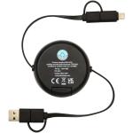 Chechia 100cm 5-in-1 Kabel aus recyceltem Kunststoff, einziehbar, für Datenübertragung und 45W Schnellladung mit Bambusdetails Schwarz