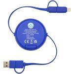 Alasia 100 cm 5-in-1 Kabel aus recyceltem Kunststoff und Aluminium, einziehbar, für Datenübertragung und mit 45W Schnellladung Royalblau