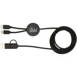 Chechia 150 cm 5-in-1 Kabel aus recyceltem Kunststoff für Datenübertragung und 27W Schnellladung mit Bambusdetails Schwarz