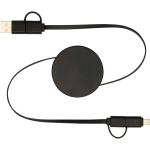 Citala 5-in-1 recycled plastic 90 cm retractable data sync and 40W fast charge cable Black
