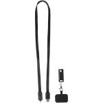 Franz 5 in 1 Lanyard Kabel aus recyceltem Kunststoff für Smartphones mit integrierter Datensynchronisierung und 65 W Schnellladefunktion Schwarz
