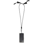 Funi recycled plastic smartphone lanyard with built-in data sync and 100W fast charge 5-in-1 cable Black