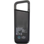 Alkes 5000 mAh 12W recycled plastic water resistant power bank with carabiner Black
