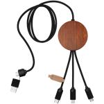 SCX.design C40 5-in-1 rPET light-up logo charging cable and 10W charging pad Bamboo