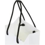 Handgefertigte 170 g/m² Weinflaschentüte aus Integra-Papier mit Kunststoff Kordelgriffen – 12 × 9 × 37 cm Weiß/schwarz
