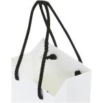 Handmade 170 g/m2 integra paper wine bottle bag with plastic handles White/black