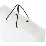 Handgefertigte 170 g/m² Integra-Papiertüte mit Kunststoffgriffen – XXL Weiß/schwarz