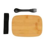 XD Collection Stainless steel lunchbox with bamboo lid and spork Silver
