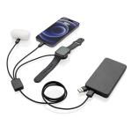 XD Xclusive Terra RCS rPET 6-in-1-Ladekabel mit Uhrenladegerät Grau