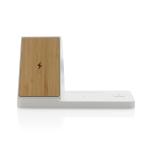 XD Xclusive Ontario recycled plastic & bamboo 3-in-1 wireless charger White