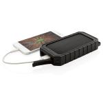 XD Collection RCS recycled plastic Solar powerbank with 10W Wireless Black