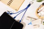 Rafob USB-Ladekabel mit Schlüsselanhänger Blau