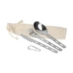Outdoor cutlery with carabiner "RONA" Silver