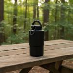 Stainless steel cup with carabiner ‘Trail’ Black
