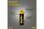 Aqiila Rechargeable USB-C Batteries AA 2000mAh 4-pack Black