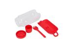 All-in-One Lunch Bowl Container with Sauce Compartment & Spoon-fork Red