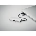 HUB-C 3 port USB hub with 20cm cable Silver