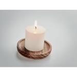 PENTAS Candle on round wooden base Timber