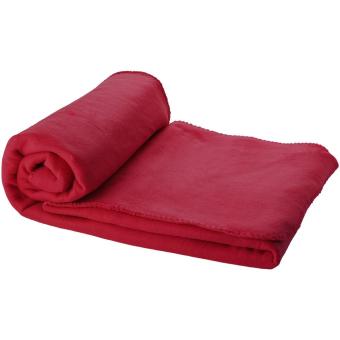 Huggy fleece plaid blanket with carry pouch Red