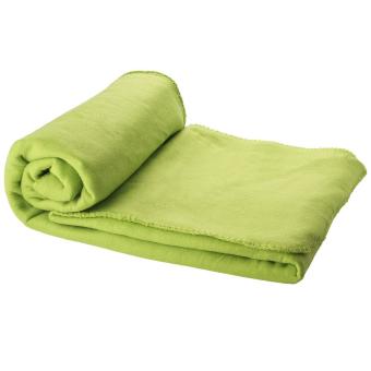 Huggy fleece plaid blanket with carry pouch Lime