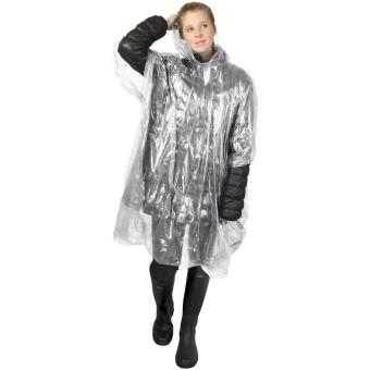 Ziva disposable rain poncho with storage pouch White