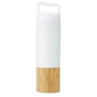 Torne 540 ml copper vacuum insulated stainless steel bottle with bamboo outer wall White