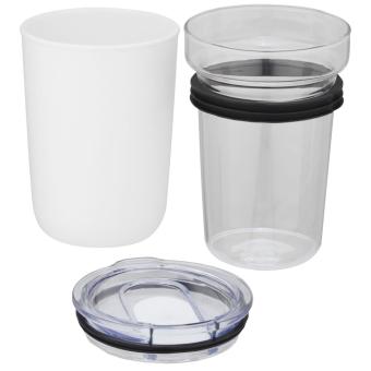 Bello 420 ml glass tumbler with recycled plastic outer wall White