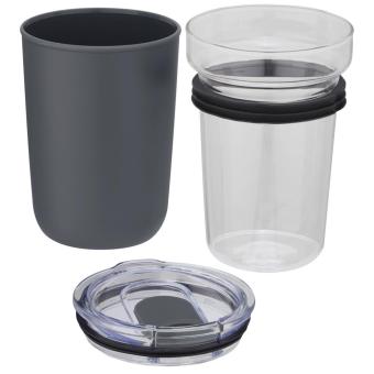 Bello 420 ml glass tumbler with recycled plastic outer wall Convoy grey