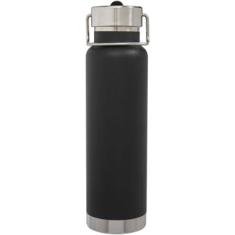 Thor 750 ml Kupfer-Vakuum Sportflasche mit Trinkhalm Schwarz