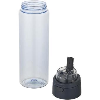 Theron 700 ml RCS recycled plastic water bottle with dual function lid and flip straw Light blue/blue pusher