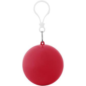 Xina Regenponcho in ballförmiger Hülle mit Schlüsselanhänger Rot