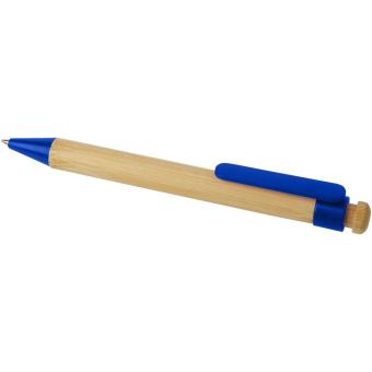 Rattan bamboo and recycled plastic ballpoint pen (black ink) Aztec blue