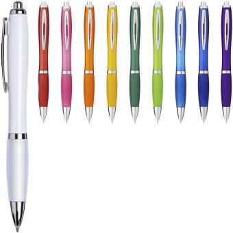 Nash ballpoint pen with coloured barrel and grip White